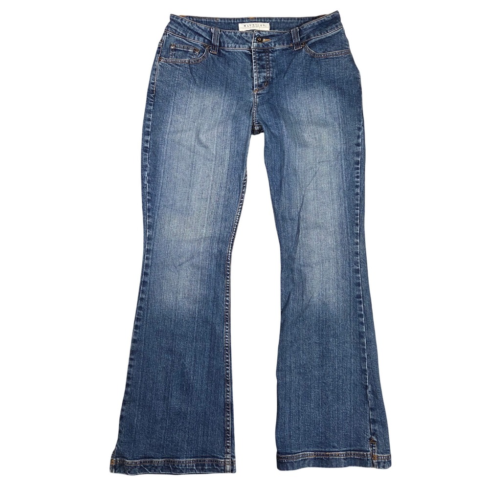 Maurices Womens 11/12 Reg Low Rise Flare Jeans Medium Wash Button Fly Y2K Denim
